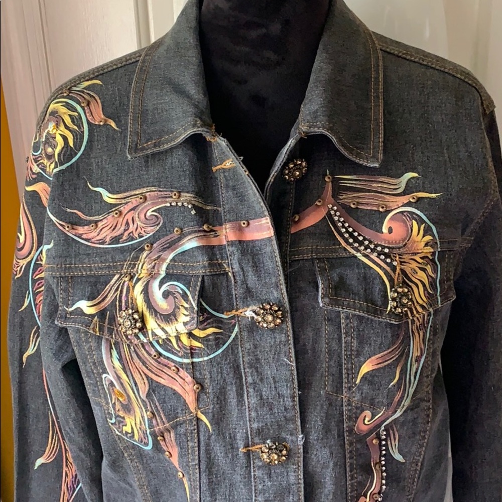 DG2 Diane Gilman painted jean jacket medium